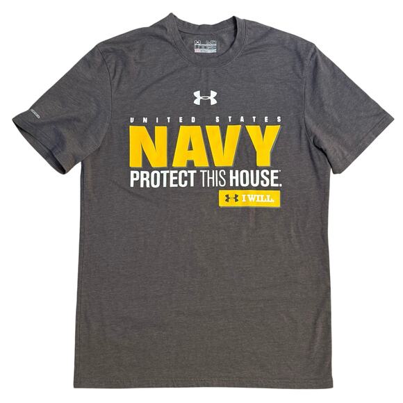 Under Armour US Navy Protect This House Short Sleeve Shirt Unisex Loose Medium - Picture 1 of 8